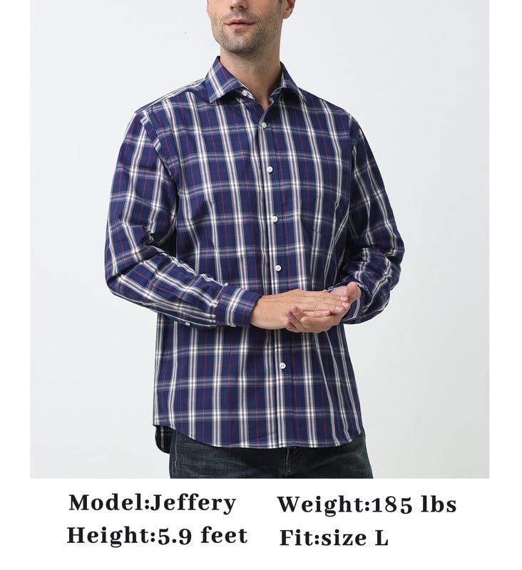 Double Pump Mens Button Down Shirts Cotton Long Sleeve Shirts Regular Fit(RM08LS04,XL) - Image 5